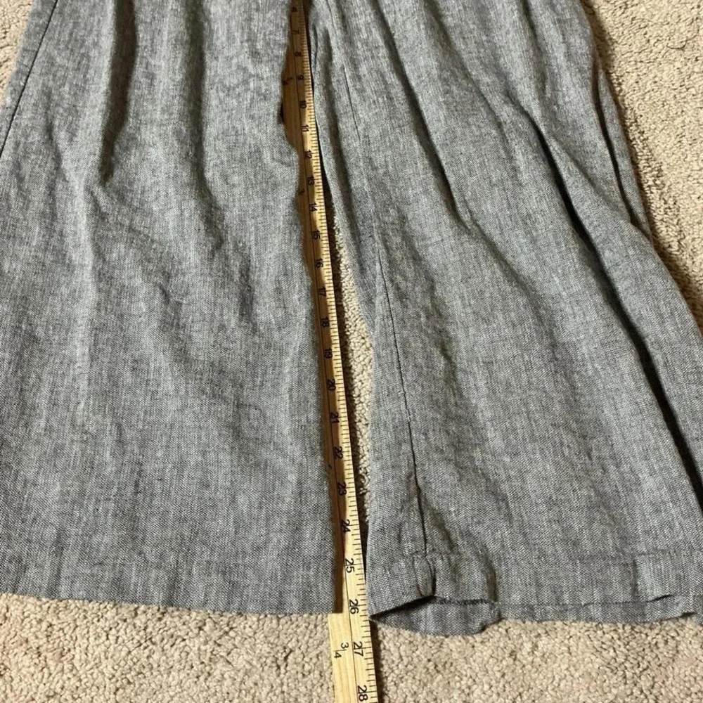 H&M Linen Blend Old Money Wide Leg High Waisted‎ Grey Melange Trousers Pants 4